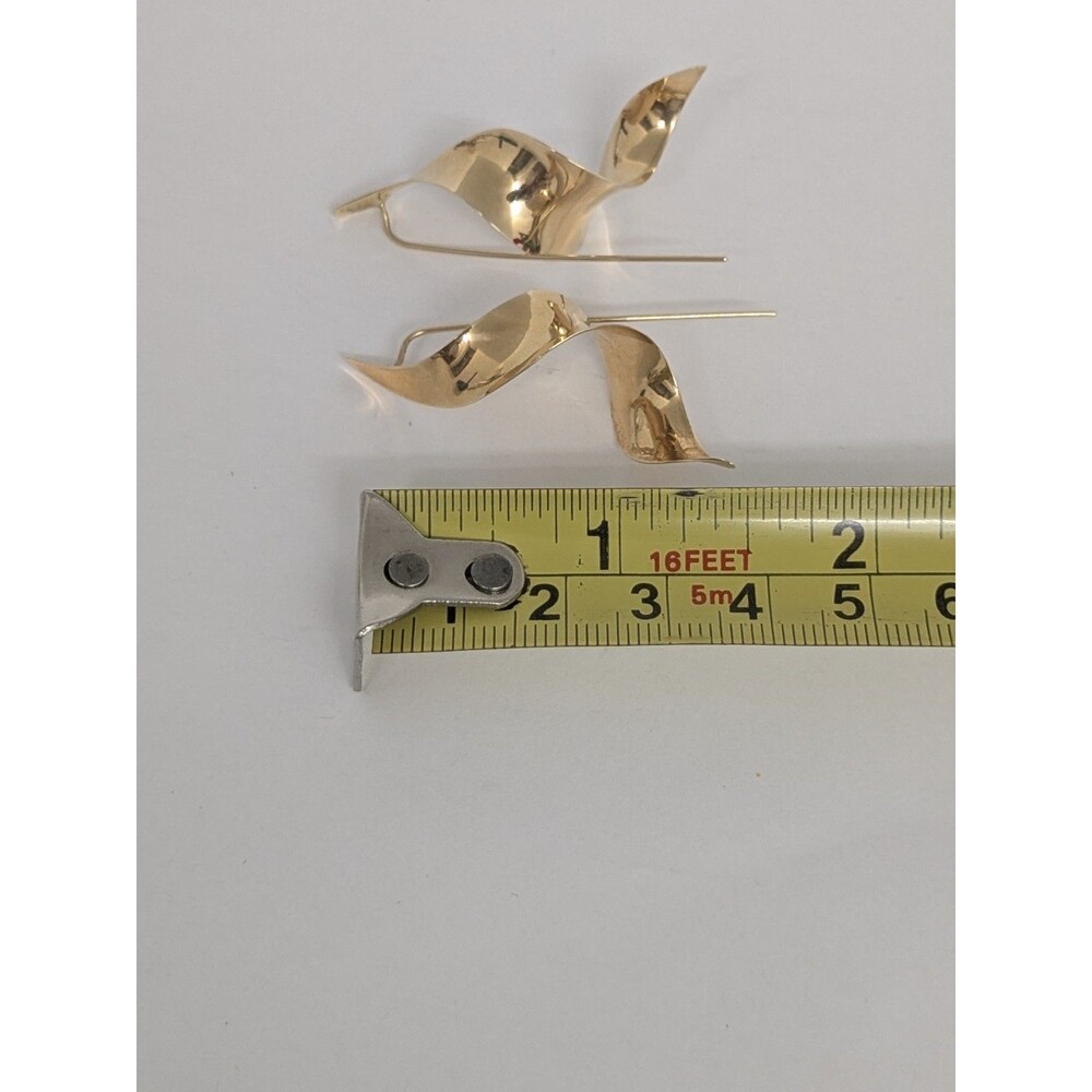 Signed Timothy Grannis 14K Gold Modernist Ribbon Twist Earrings MCM Sculptural - Picture 7 of 8